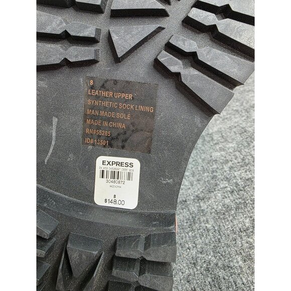 Express Leather Lace-Up Combat Boots In Burgundy Size 8 With Chunky Sole - Picture 7 of 9